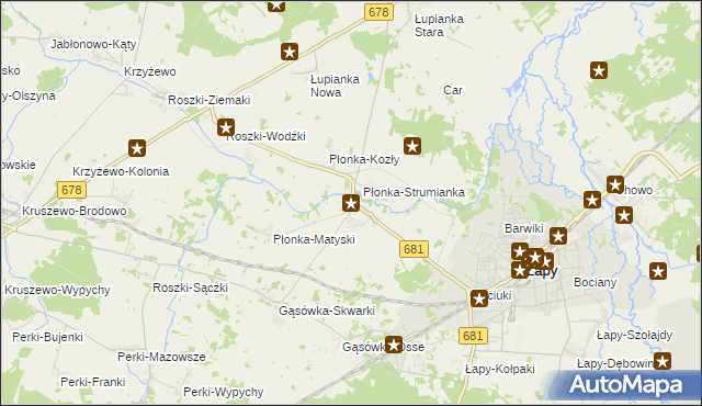 mapa Płonka Kościelna, Płonka Kościelna na mapie Targeo