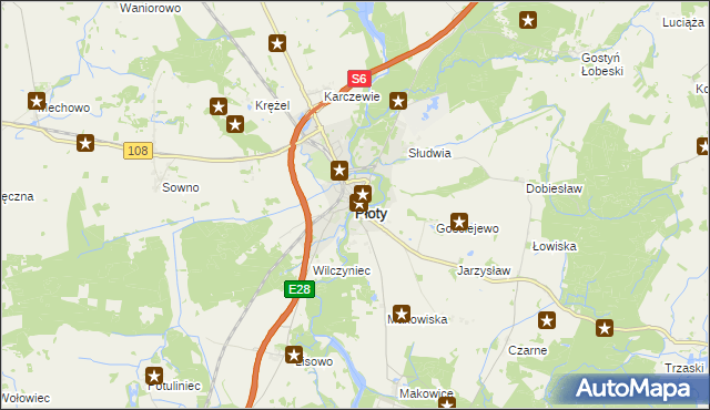 mapa Płoty powiat gryficki, Płoty powiat gryficki na mapie Targeo