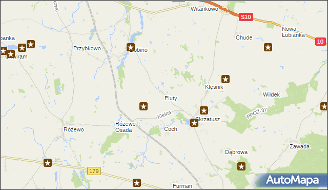 mapa Pluty gmina Szydłowo, Pluty gmina Szydłowo na mapie Targeo