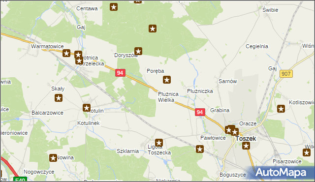 mapa Płużnica Wielka, Płużnica Wielka na mapie Targeo