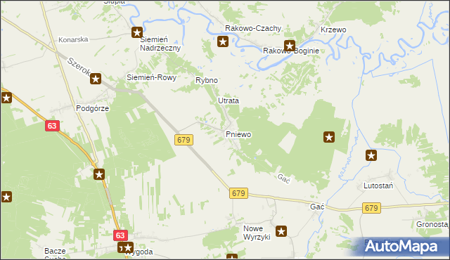 mapa Pniewo gmina Łomża, Pniewo gmina Łomża na mapie Targeo