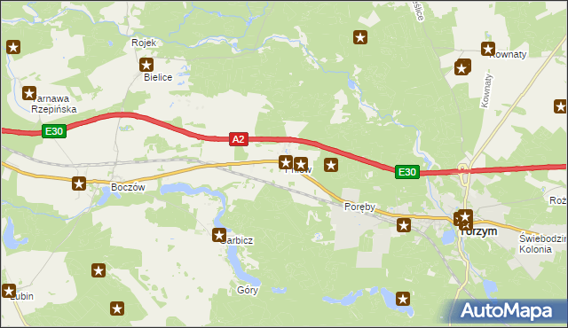 mapa Pniów gmina Torzym, Pniów gmina Torzym na mapie Targeo