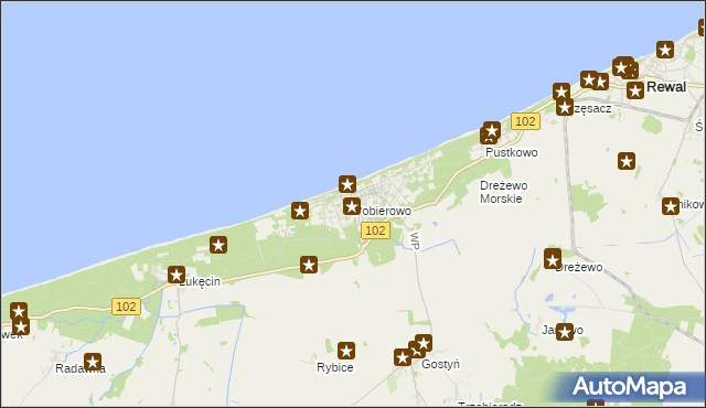 mapa Pobierowo, Pobierowo na mapie Targeo