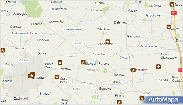 mapa Pociecha gmina Grabów, Pociecha gmina Grabów na mapie Targeo