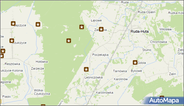 mapa Poczekajka gmina Ruda-Huta, Poczekajka gmina Ruda-Huta na mapie Targeo