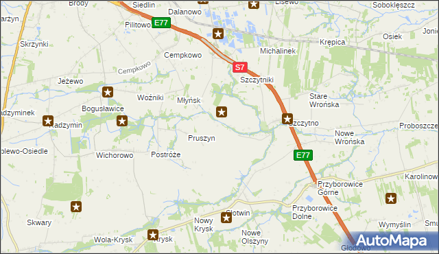 mapa Poczernin gmina Płońsk, Poczernin gmina Płońsk na mapie Targeo