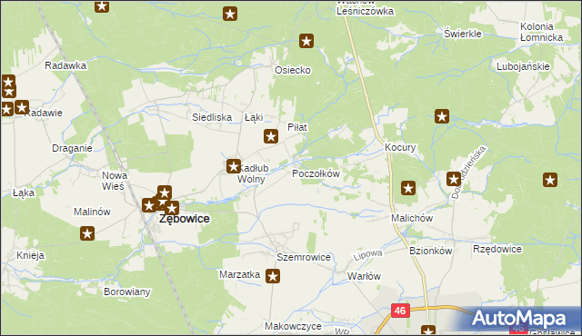 mapa Poczołków, Poczołków na mapie Targeo