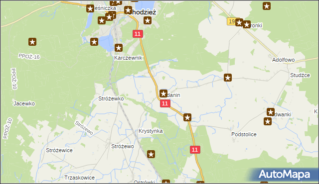 mapa Podanin, Podanin na mapie Targeo