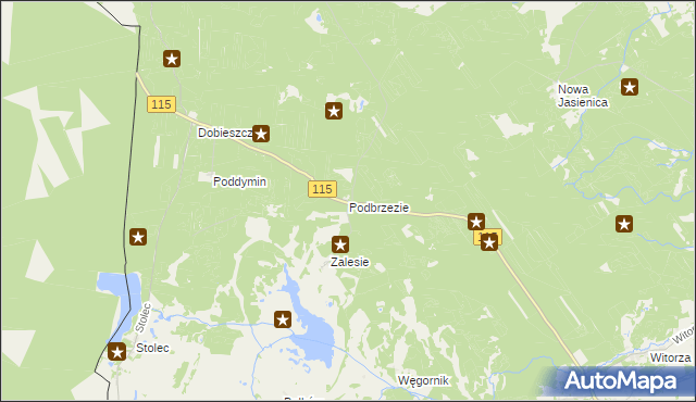 mapa Podbrzezie gmina Police, Podbrzezie gmina Police na mapie Targeo