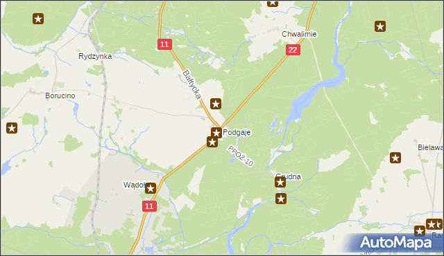 mapa Podgaje gmina Okonek, Podgaje gmina Okonek na mapie Targeo