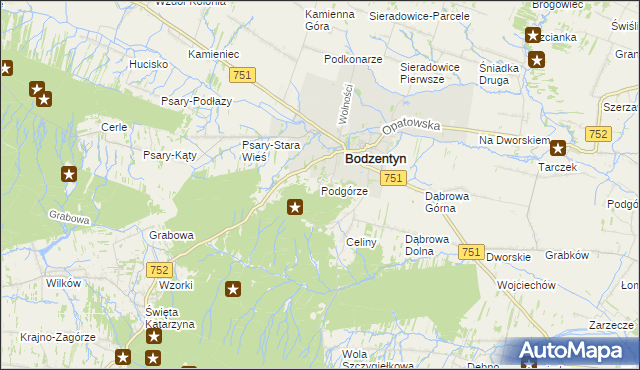 mapa Podgórze gmina Bodzentyn, Podgórze gmina Bodzentyn na mapie Targeo