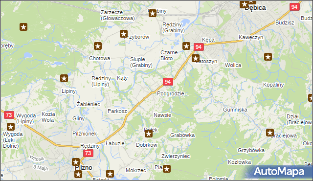 mapa Podgrodzie gmina Dębica, Podgrodzie gmina Dębica na mapie Targeo