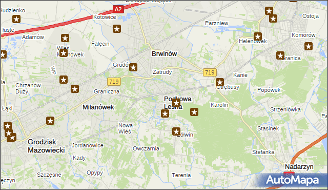 mapa Podkowa Leśna, Podkowa Leśna na mapie Targeo