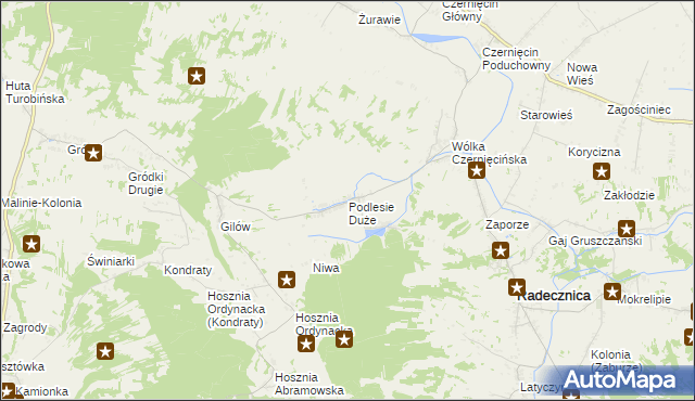 mapa Podlesie Duże gmina Radecznica, Podlesie Duże gmina Radecznica na mapie Targeo