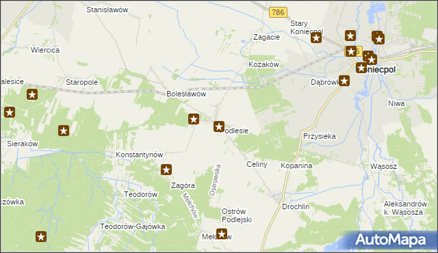 mapa Podlesie gmina Lelów, Podlesie gmina Lelów na mapie Targeo