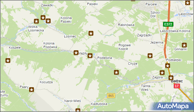 mapa Podlesina, Podlesina na mapie Targeo