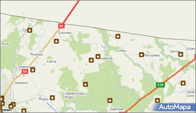 mapa Podleśne gmina Braniewo, Podleśne gmina Braniewo na mapie Targeo