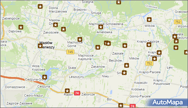 mapa Podmąchocice, Podmąchocice na mapie Targeo