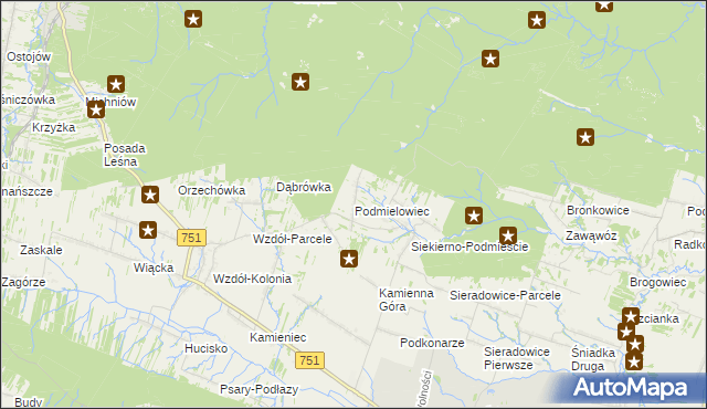 mapa Podmielowiec, Podmielowiec na mapie Targeo
