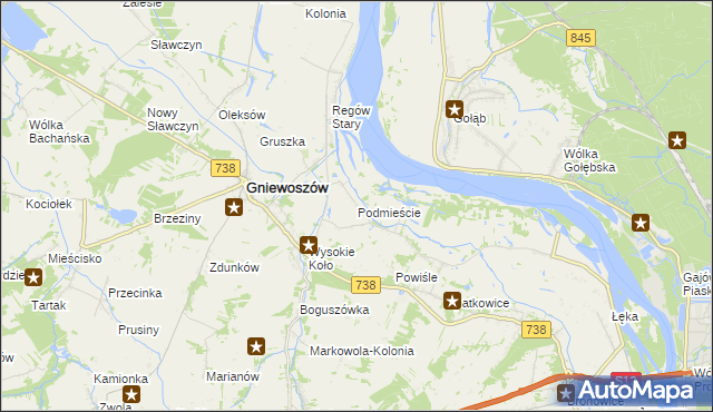 mapa Podmieście gmina Gniewoszów, Podmieście gmina Gniewoszów na mapie Targeo
