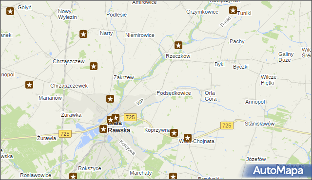 mapa Podsędkowice, Podsędkowice na mapie Targeo