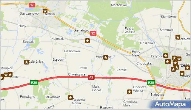 mapa Podstolice gmina Nekla, Podstolice gmina Nekla na mapie Targeo