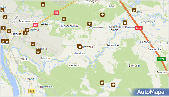 mapa Podwierzbie gmina Ryki, Podwierzbie gmina Ryki na mapie Targeo