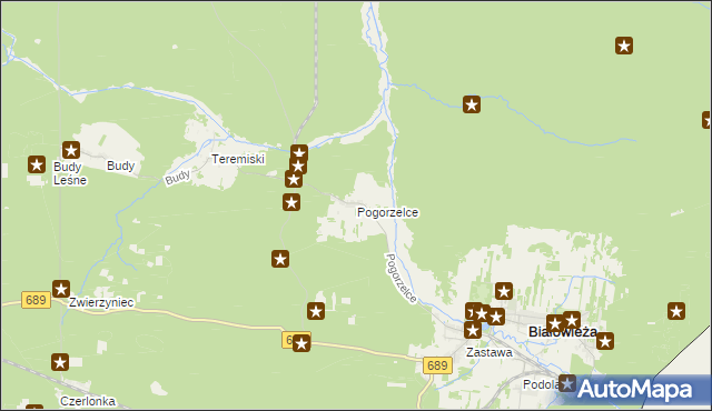 mapa Pogorzelce, Pogorzelce na mapie Targeo