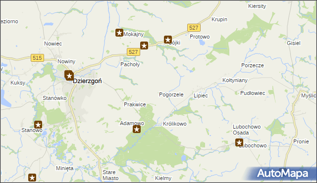 mapa Pogorzele gmina Stary Dzierzgoń, Pogorzele gmina Stary Dzierzgoń na mapie Targeo