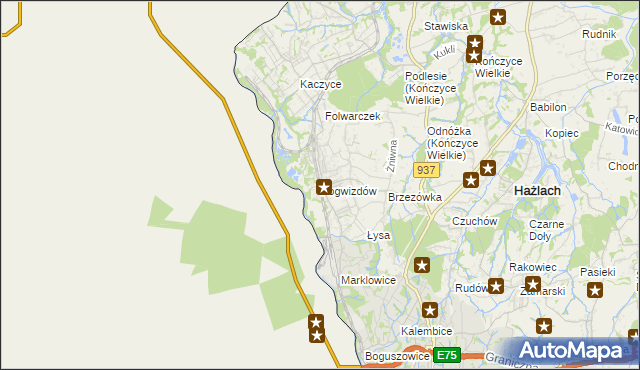 mapa Pogwizdów gmina Hażlach, Pogwizdów gmina Hażlach na mapie Targeo