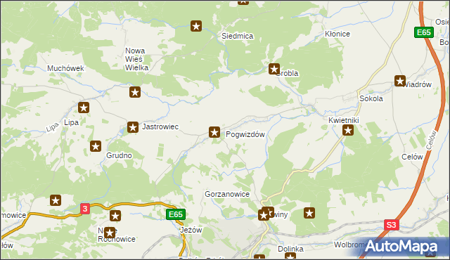 mapa Pogwizdów gmina Paszowice, Pogwizdów gmina Paszowice na mapie Targeo