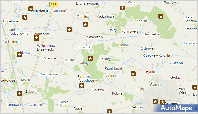 mapa Polamy, Polamy na mapie Targeo