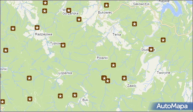 mapa Polanki gmina Solina, Polanki gmina Solina na mapie Targeo