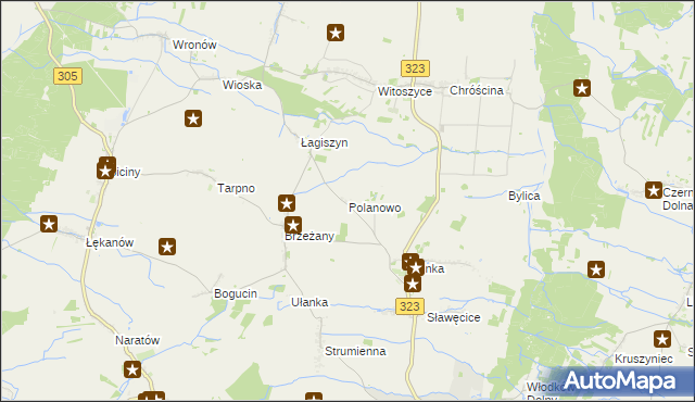 mapa Polanowo gmina Góra, Polanowo gmina Góra na mapie Targeo