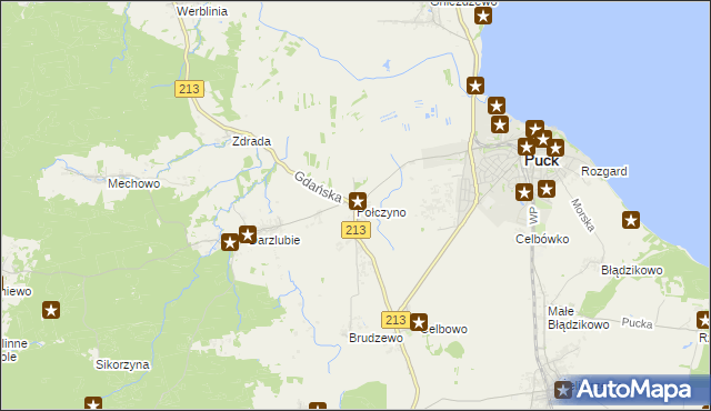 mapa Połczyno gmina Puck, Połczyno gmina Puck na mapie Targeo