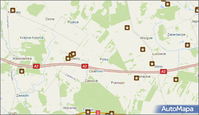 mapa Pólko gmina Biała Podlaska, Pólko gmina Biała Podlaska na mapie Targeo