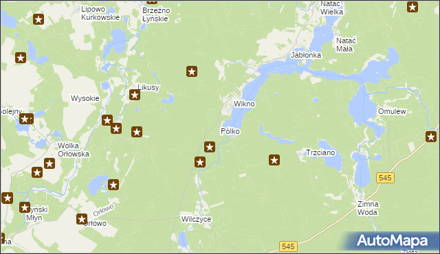 mapa Pólko gmina Nidzica, Pólko gmina Nidzica na mapie Targeo