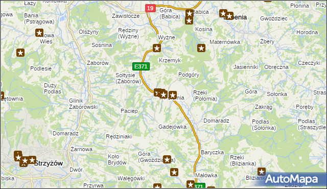 mapa Połomia gmina Niebylec, Połomia gmina Niebylec na mapie Targeo