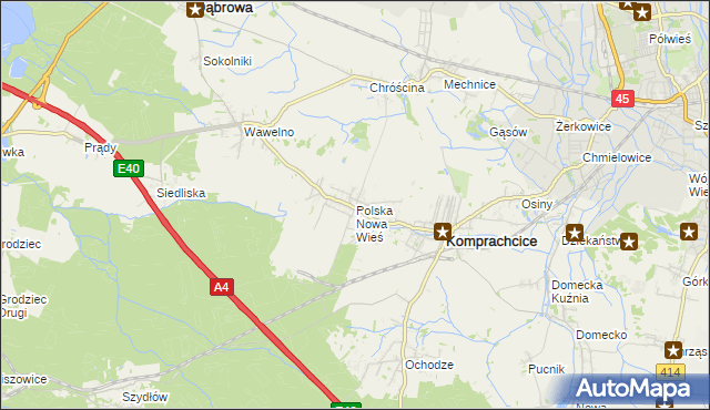 mapa Polska Nowa Wieś, Polska Nowa Wieś na mapie Targeo