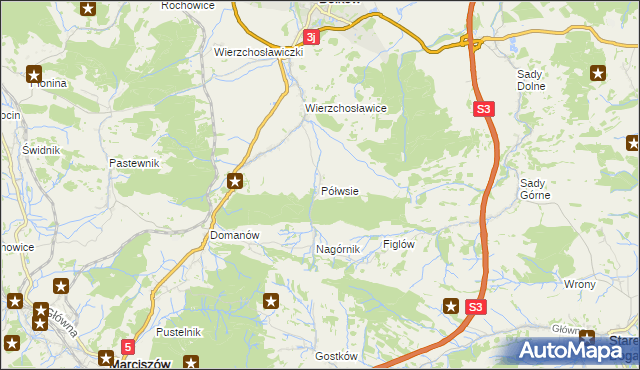 mapa Półwsie, Półwsie na mapie Targeo