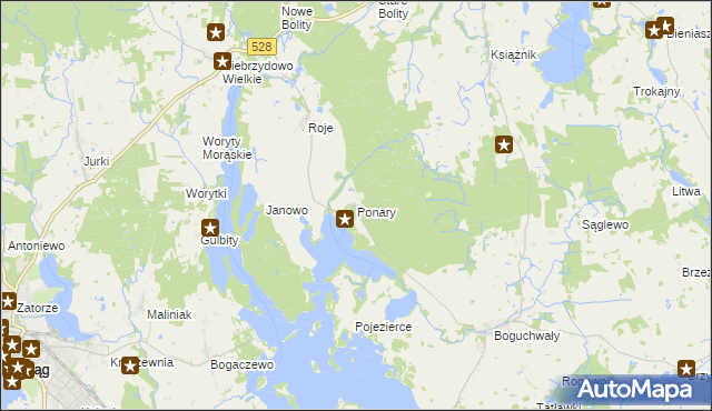 mapa Ponary, Ponary na mapie Targeo