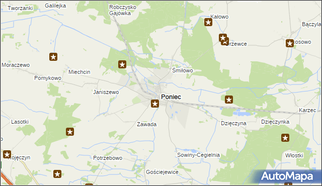 mapa Poniec, Poniec na mapie Targeo