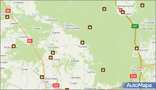 mapa Ponikła gmina Dobrzyniewo Duże, Ponikła gmina Dobrzyniewo Duże na mapie Targeo