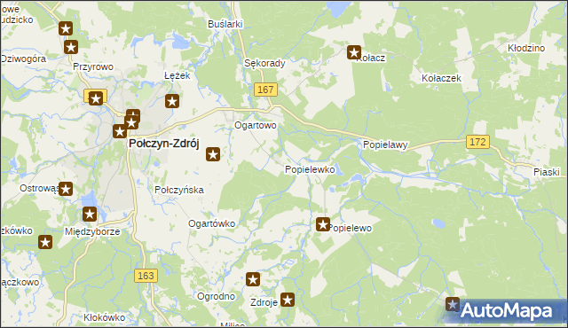 mapa Popielewko, Popielewko na mapie Targeo