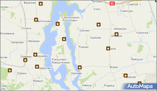mapa Popowo gmina Kruszwica, Popowo gmina Kruszwica na mapie Targeo