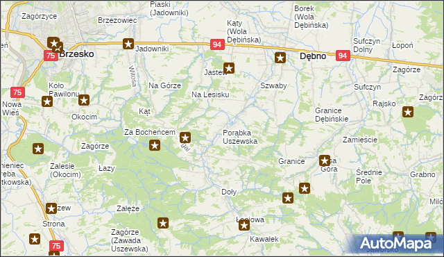 mapa Porąbka Uszewska, Porąbka Uszewska na mapie Targeo