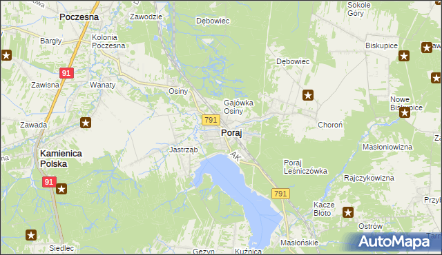 mapa Poraj powiat myszkowski, Poraj powiat myszkowski na mapie Targeo