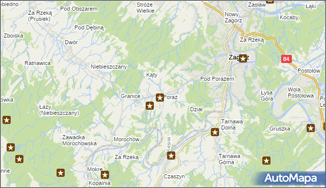 mapa Poraż, Poraż na mapie Targeo