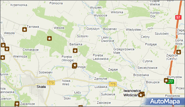 mapa Poręba Laskowska, Poręba Laskowska na mapie Targeo