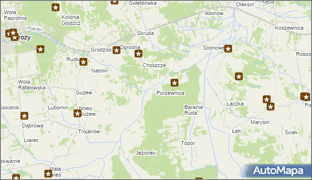 mapa Porzewnica, Porzewnica na mapie Targeo